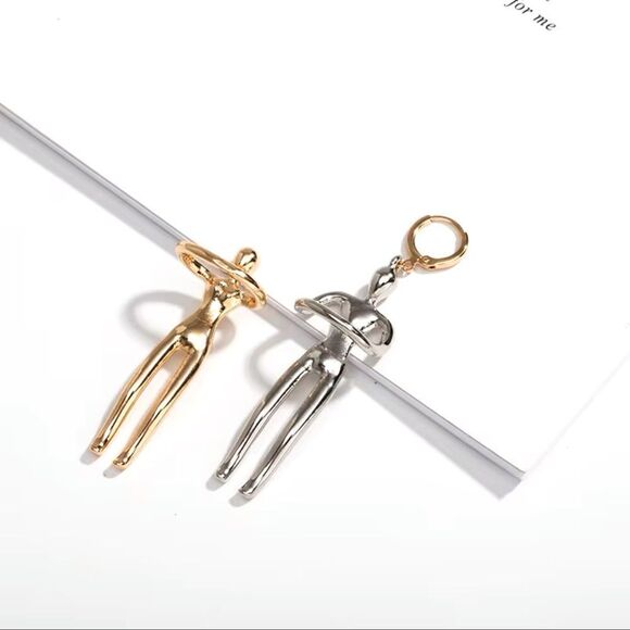 Free People Abstract Dancing Couple Earrings-Gold And Silver - Picture 4 of 10